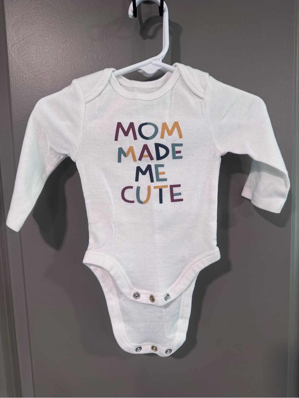 jumping beans White Long-Sleeve Bodysuit with Multicolor Text